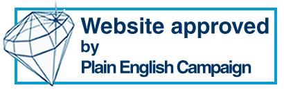 Website approved by Plain English Campaign logo